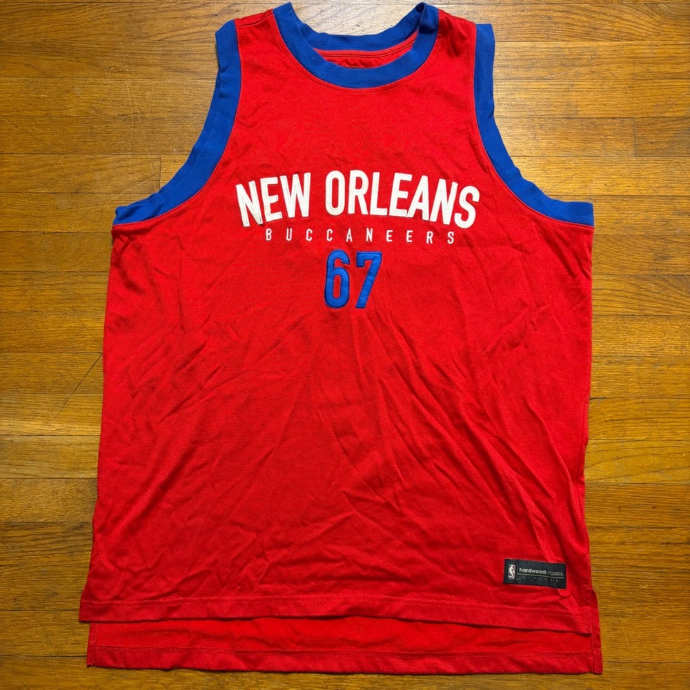 Reebok Hardwood Classics New Orleans Buccaneers Jersey Red Mens Large 67
